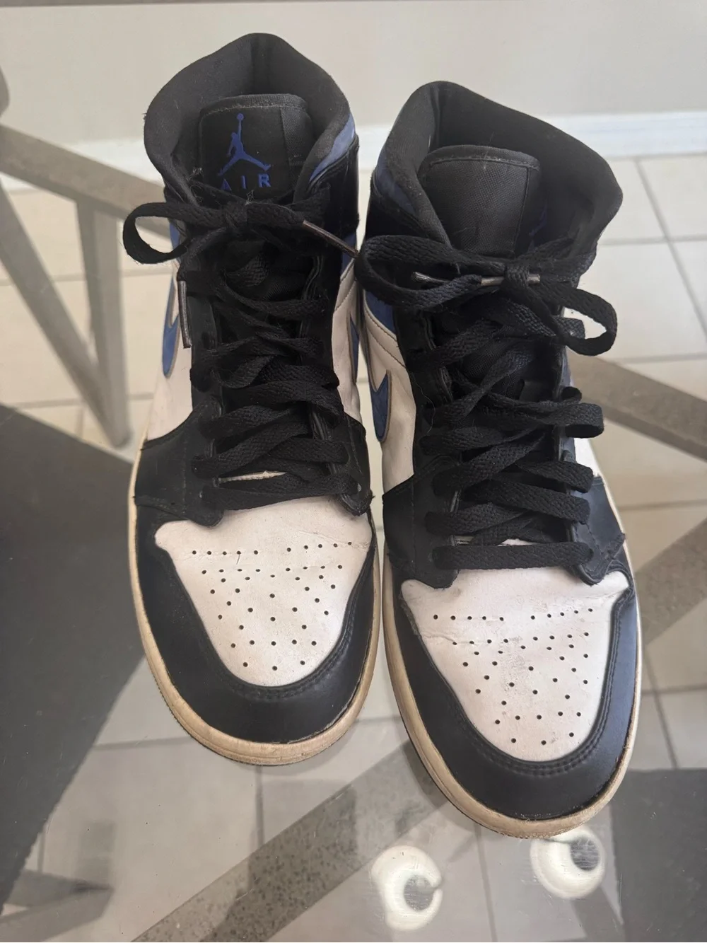 Nike Air Jordan 1 Mid Racer Blue Black White Retro High Top Sneakers Men 9.5